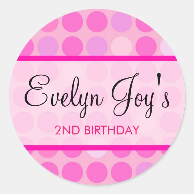 Pink Polkadot Stickers / Favour Tags (Front)