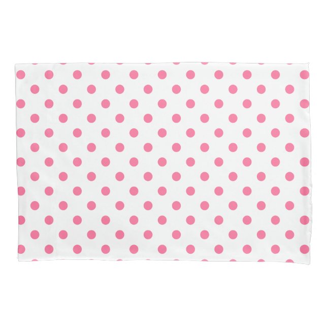 Pink Polkadots Pattern Pair of Pillowcases (Front)