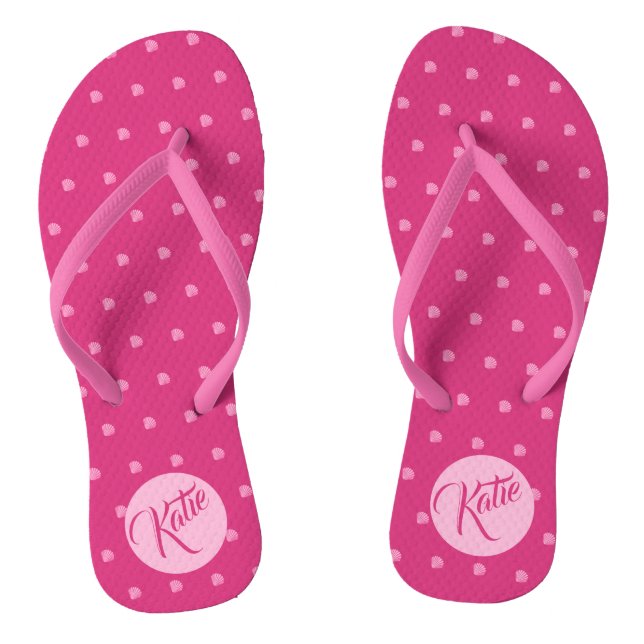Pink Polkadots-Seashells- Jandals (Footbed)