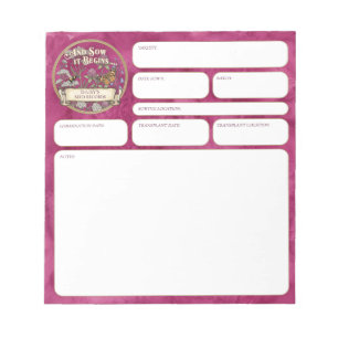 Pink Pollinator Garden Seed‑Sowing Record Notepad