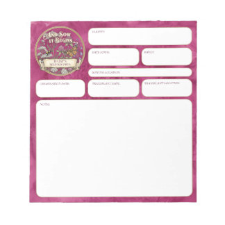 Pink Pollinator Garden Seed‑Sowing Record Notepad