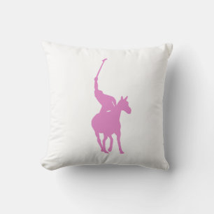 Pink Polo Player Pillow