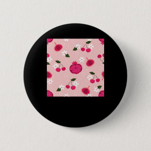 Pink Pomegranate Fruit Cherry Floral Daisy Sticker 6 Cm Round Badge