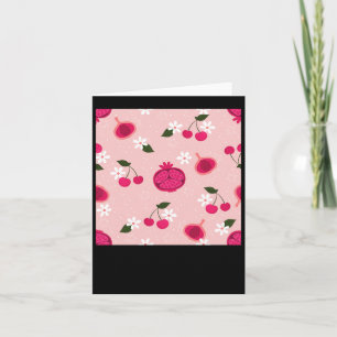 Pink Pomegranate Fruit Cherry Floral Daisy Sticker Card