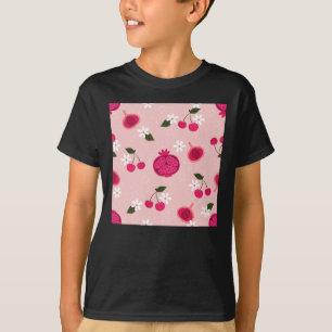 Pink Pomegranate Fruit Cherry Floral Daisy Sticker T-Shirt