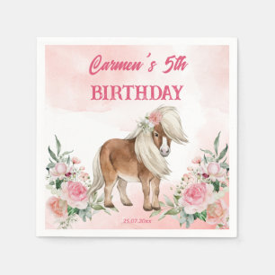 Pink pony birthday giddy up cowgirl party napkin