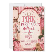 Pink Pony Club Cowgirl Birthday Invitation
