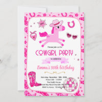 Pink Pony cowgirl party invitation