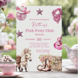 Pink Pony Party Cowgirl Celebration Birthday Invitation