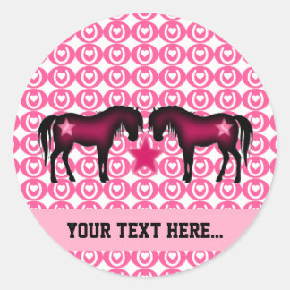 Pink Pony Personalised Classic Round Sticker