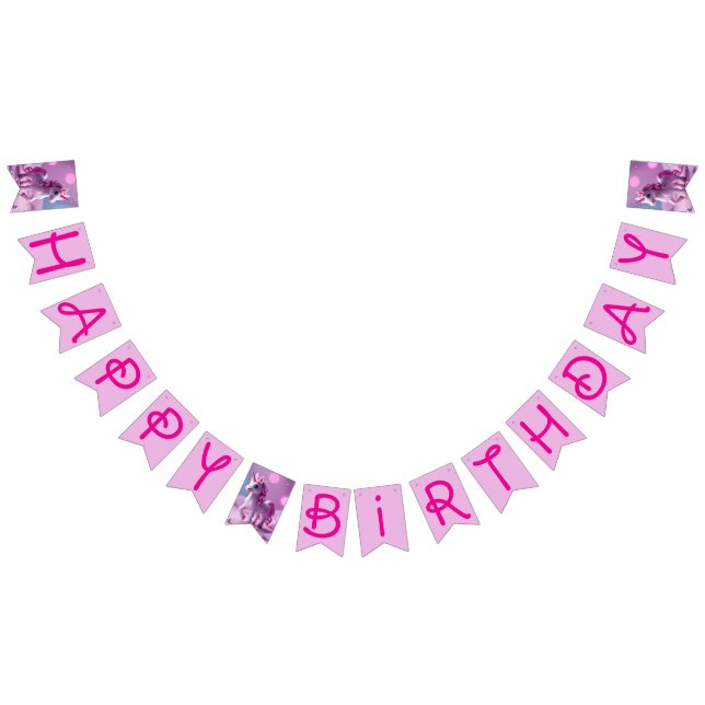 Pink Pony Unicorn Bunting Banner for Birthday (All)