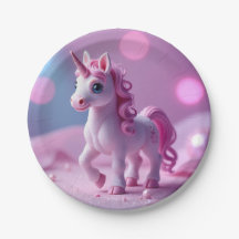 Pink Pony Unicorn Paper Plates