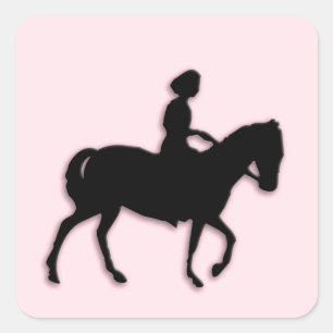 Pink Pony with Little Girl Square Sticker