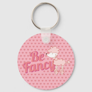 Pink Poodle and Hearts Be Fancy Key Ring