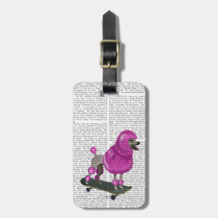 Pink Poodle and Skateboard Luggage Tag