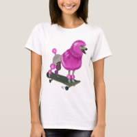 Pink Poodle and Skateboard