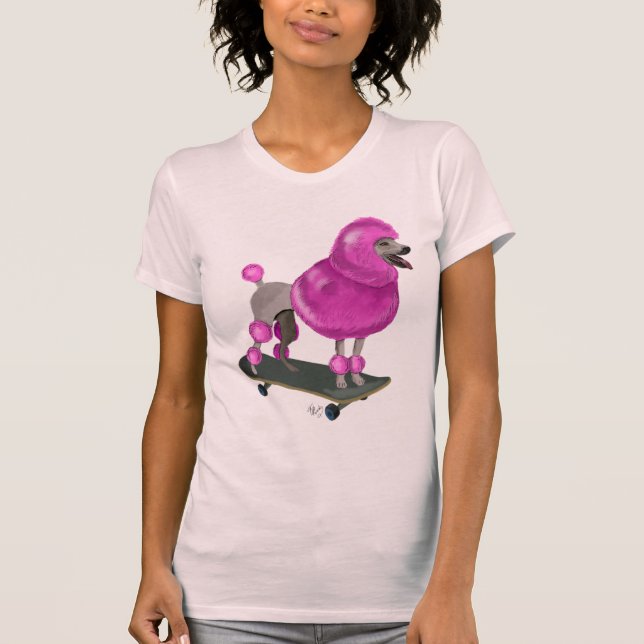 Pink Poodle and Skateboard T-Shirt (Front)
