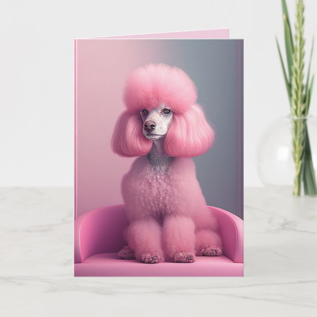 PINK POODLE ART BIRTHDAY CARD (Front)