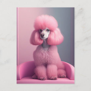 PINK POODLE ART POSTCARD