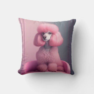 PINK POODLE ART Throw Pillow
