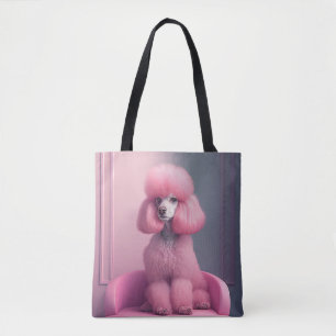 PINK POODLE ART TOTE PURSE BAG