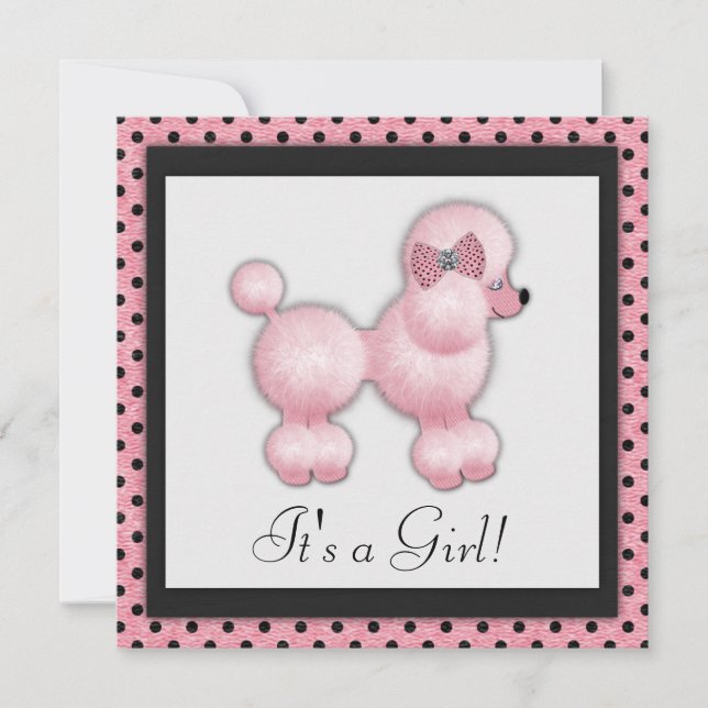 Pink Poodle Baby Shower Invitation (Front)