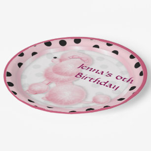 Pink Poodle Birthday Party Paper Plates