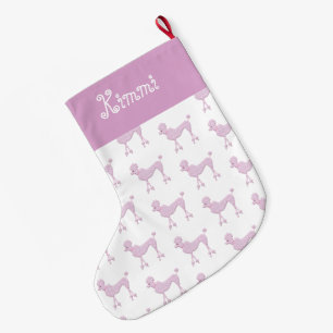 Pink Poodle Christmas Name Cute Large Christmas Stocking