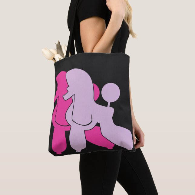 Pink Poodle couple modern illustration  Tote Bag (Close Up)