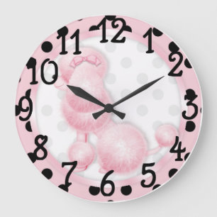 Pink Poodle design Wall Clock