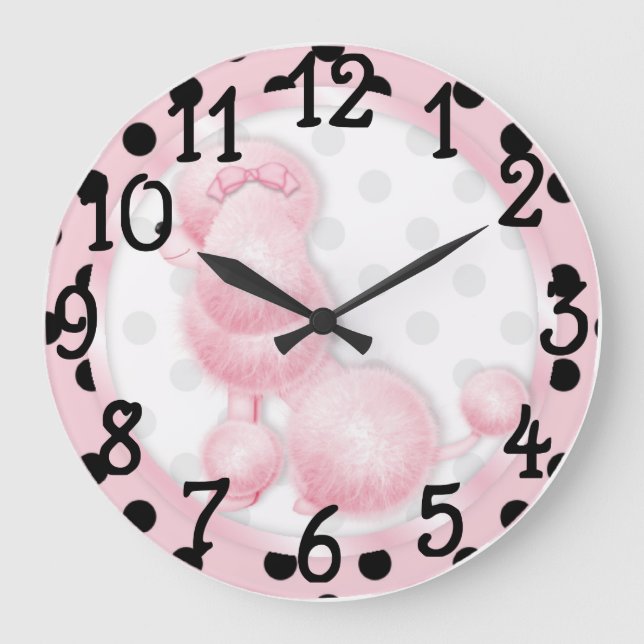 Pink Poodle design Wall Clock (Front)