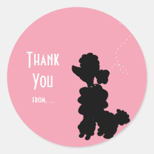 Pink Poodle Dog 50's Party Favour Sticker