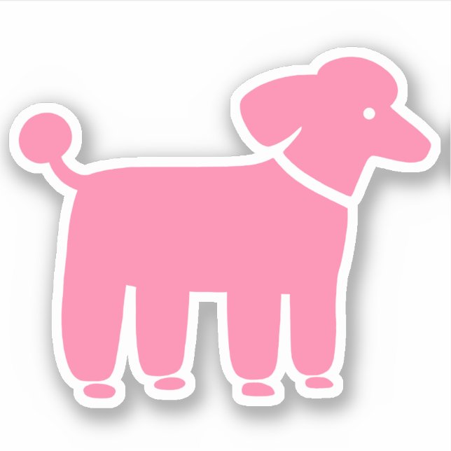 Pink Poodle Dog Design Cute Vinyl Sticker (Front)