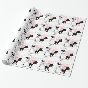 Pink Poodle Eiffel Tower Paris Wrapping Paper