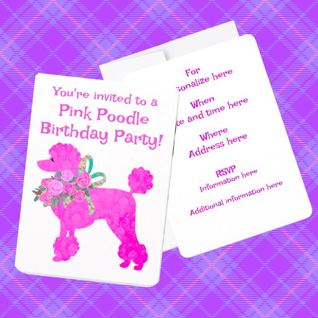 Pink Poodle Girls Birthday Sample Invitation (Creator Uploaded)