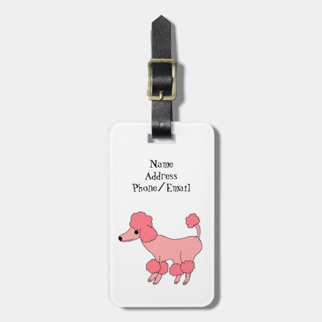 Pink Poodle Luggage Tag (Front Vertical)