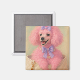 Pink poodle magnet, poodle decor magnet