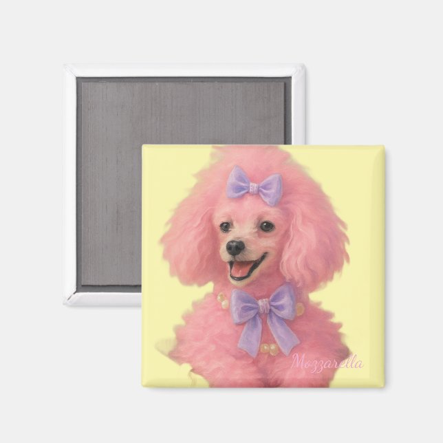 Pink poodle magnet, poodle decor magnet (Front/Back)