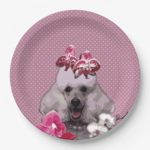 Pink poodle Paper Plates 9"