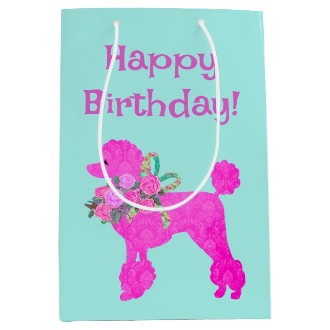 Pink Poodle Party Personalised Gift Bag (Front)