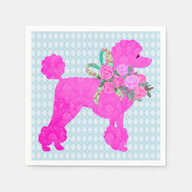 Pink Poodle Party Supplies Napkin (Front)