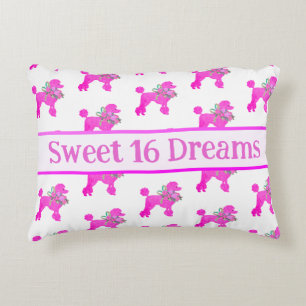 Pink Poodle Personalised Decorative Cushion