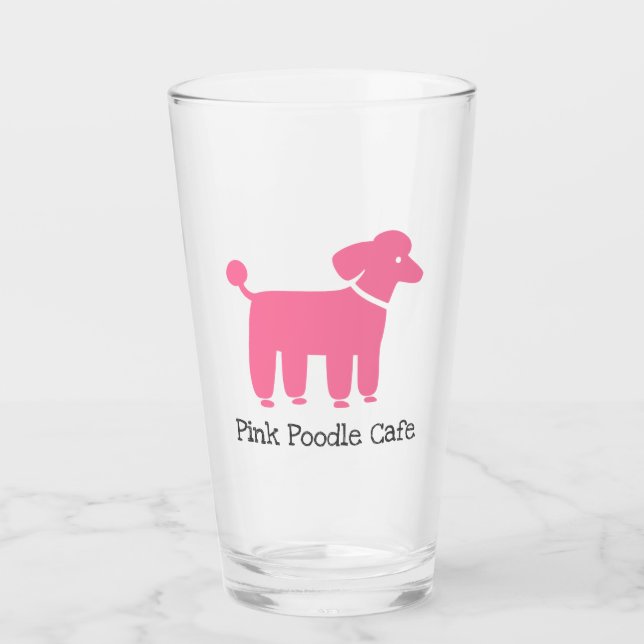 Pink Poodle Personalised | Dog Lover's Drinking Glass (Front)