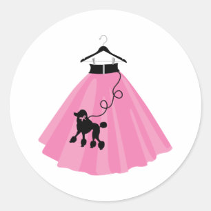 Pink Poodle Skirt Classic Round Sticker