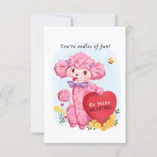 Pink Poodle Small Traditional Vintage Valentine  Invitation