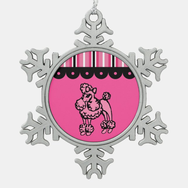 Pink Poodle Snowflake Ornament (Front)