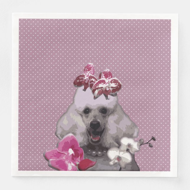 Pink poodle Standard Dinner Paper Napkins (Front)