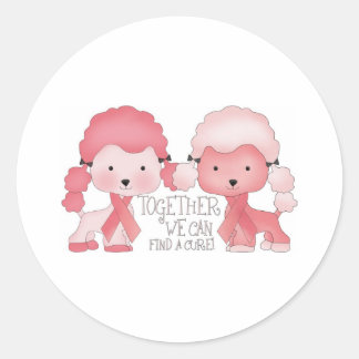 Pink  Poodle-Together we can find a cure Classic Round Sticker