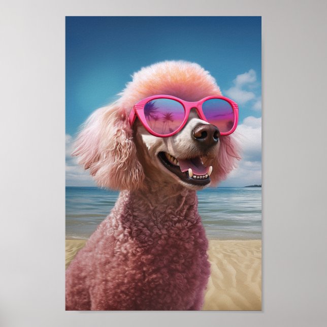 Pink Poodle Tropical Paradise Poster (Front)