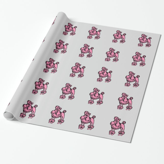 Pink Poodle Wrapping Paper (Unrolled)